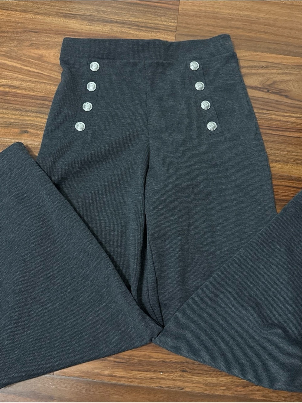 H&M Charcoal Wide-Leg Sailor Button Trousers